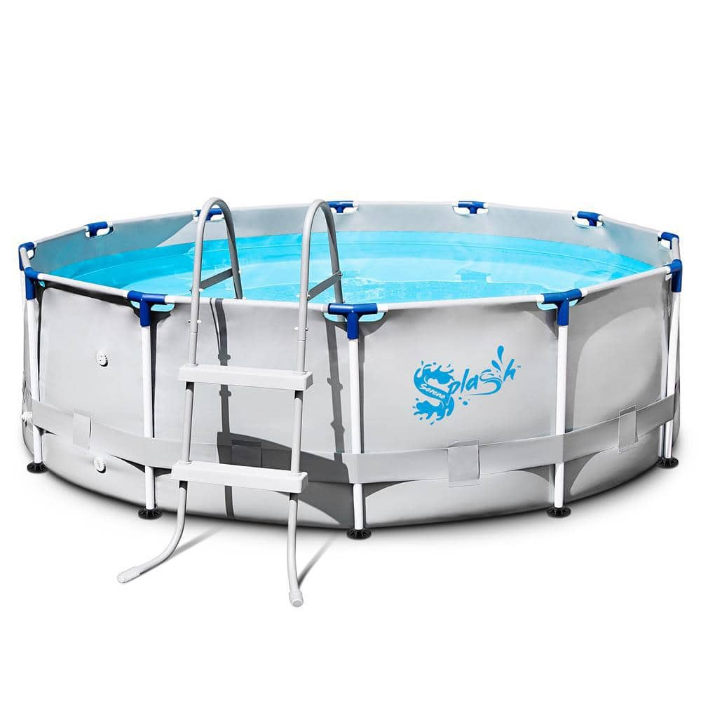 SereneLife Round Metal Frame Pool Set - Above Ground Swimming Pool ...