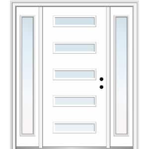 64.5 in. x 81.75 in. Davina Left-Hand Inswing 5-Lite Clear Low-E Painted Fiberglass Prehung Front Door with Sidelites