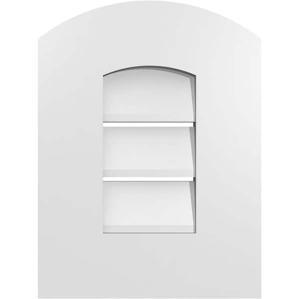 Ekena Millwork 12 in. x 14 in. Arch Top Surface Mount PVC Gable Vent: Decorative with Standard Frame