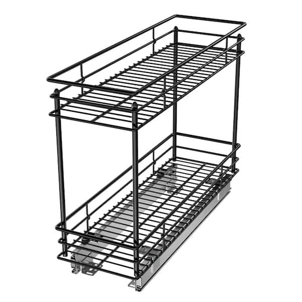 HOMLUX 17.5 in. H x 5 in. W x 21 in. D Black Metal Pull-Out Organizer