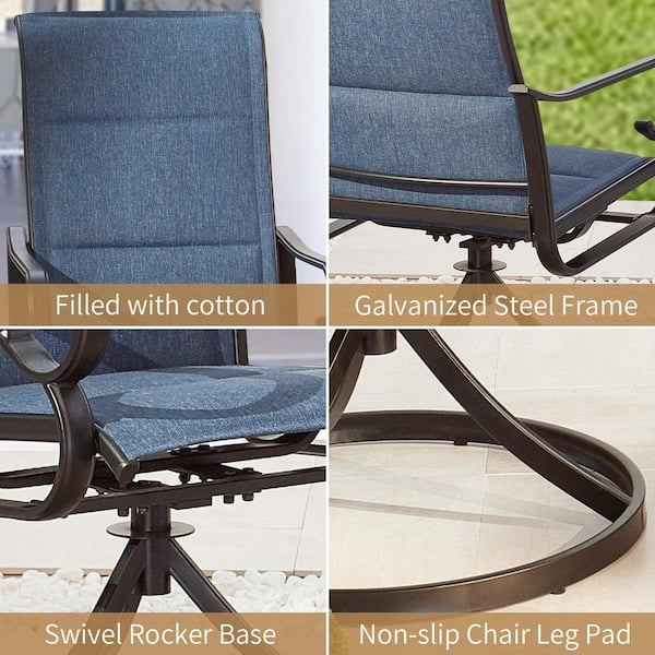 TOP HOME SPACE Swivel Metal Dining Chair Blue (2-Pack) TP13520-B - The Depot