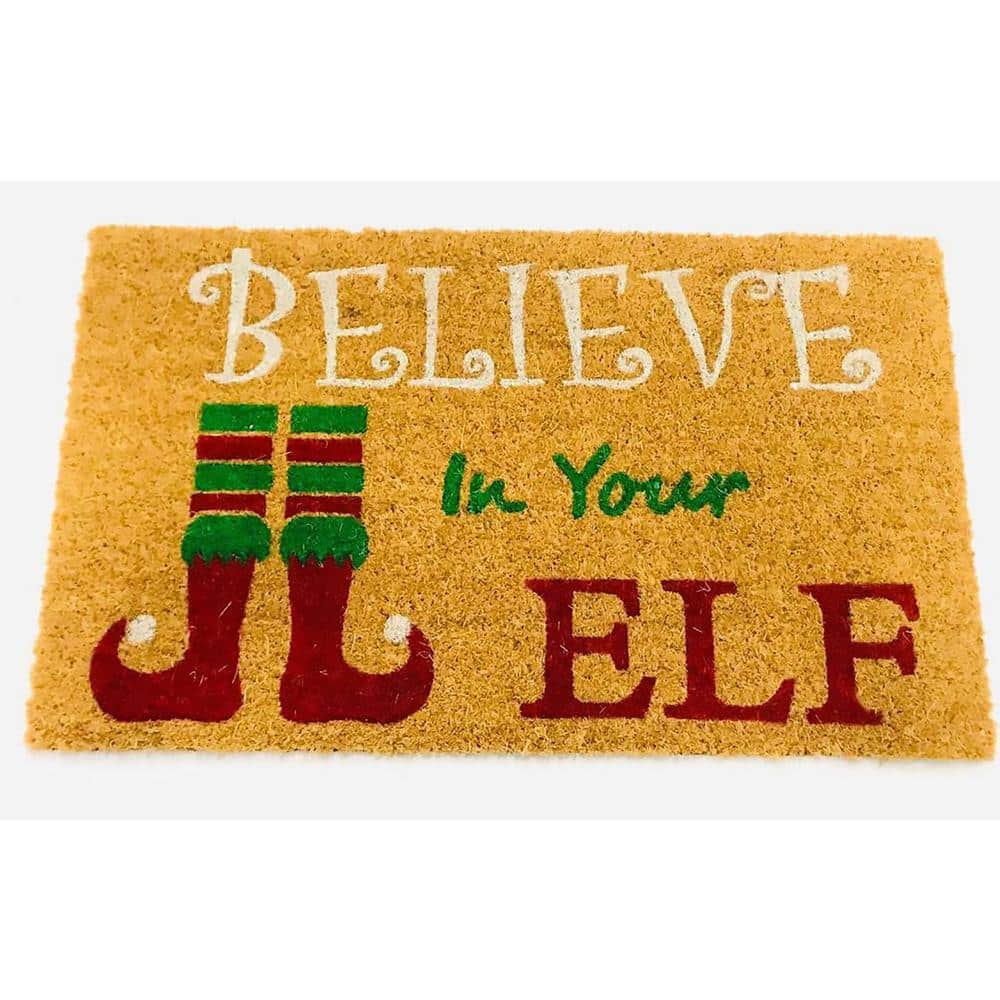 Natural Printed - Believe ELF Christmas Multicolored Indoor/Outdoor doormat