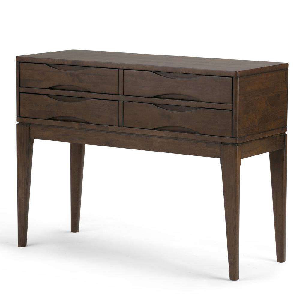 Harper 40" Walnut Brown Solid Wood Hallway Console Table with Storage