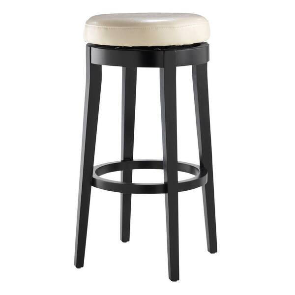 Home Decorators Collection 30 in. Cream Cushioned Swivel Bar Stool in Black