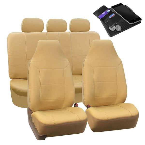 FH Group Polyester 47 in. x 23 in. x 1 in. Classic Khaki Full Set Car Seat  Covers DMFB065BEIGE115 - The Home Depot