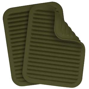 2-Pack (9 in. x 12 in.) Silicone Trivets for Hot Pots and Pans - Olive Green