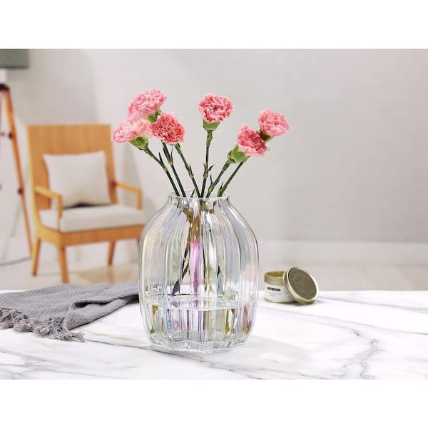 8 in. Multi Colored Glass Vase for Flowers, Bud Tall Simple 