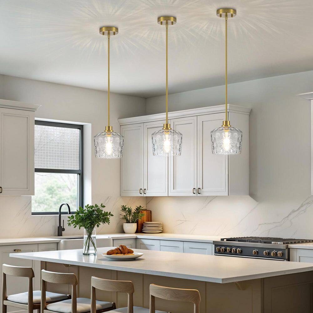 RayHome 1-Light Modern Gold Adjustable Height Pendant Light with Hand-Blow Hammered Glass for Kitchen Island Living Room price history on PriceWatchPro