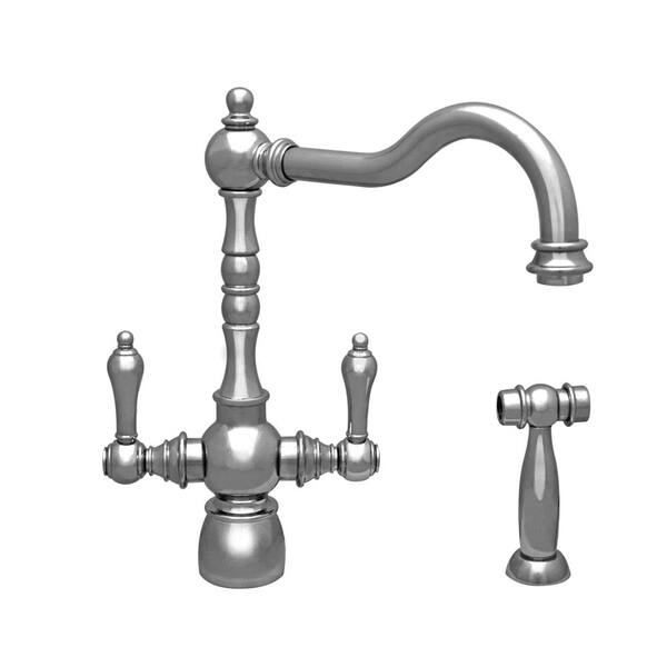 Whitehaus Collection Englishhaus 2-Handle Standard Kitchen Faucet with Side Spray in Polished Nickel