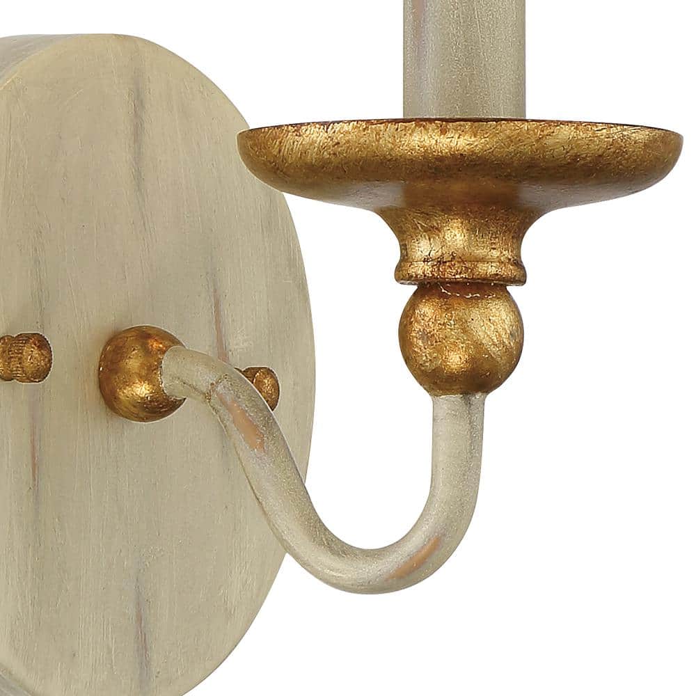 Farmhouse White & Gilded Gold Leaf Steel Dimmable Sconce