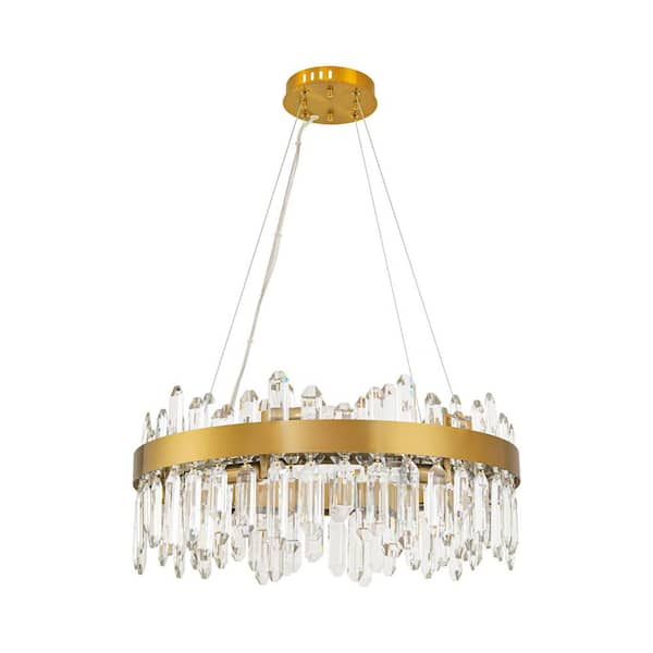 Rennnsan Dhana 12-Light Brass Round Chandelier with Tiered Ice