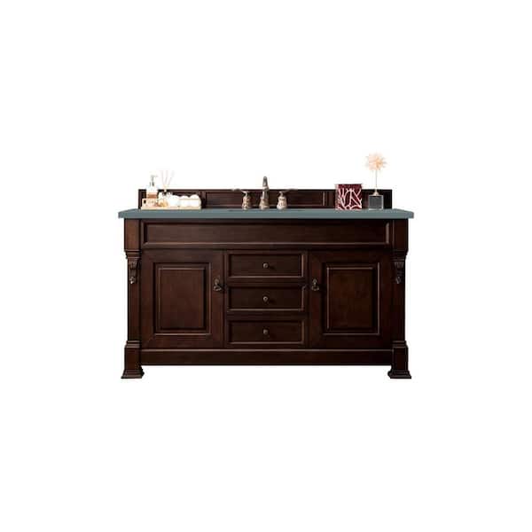 James Martin Vanities Brookfield 60 in. W x 23.5 in. D x 34.3 in. H Bathroom Vanity in Burnished Mahogany with Cala Blue Quartz Top