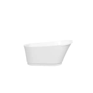 Acrylic Freestanding Soaking Bathtub with Left Drain in Glossy White 59 in. x 28 in.