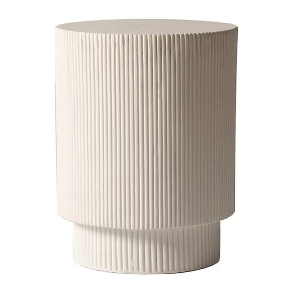 Leisuremod Modern Round Side Table Assembled Fiberstone Accent Table for Indoor and Outdoor Eden Series in White