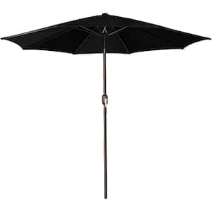 9 ft. Outdoor Aluminum Tilt and Crank Market Patio Umbrella, Black Button
