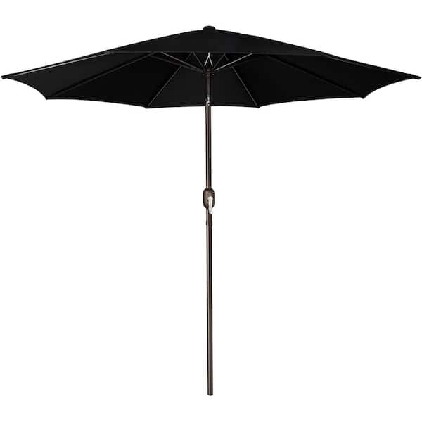Unbranded 9 ft. Outdoor Aluminum Tilt and Crank Market Patio Umbrella, Black Button