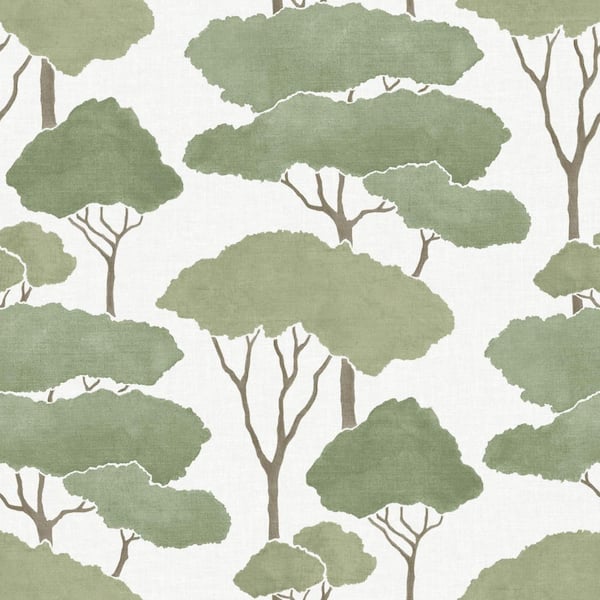 RoomMates 28.18 sq. ft. Umbrella Pines Green Peel and Stick Wallpaper