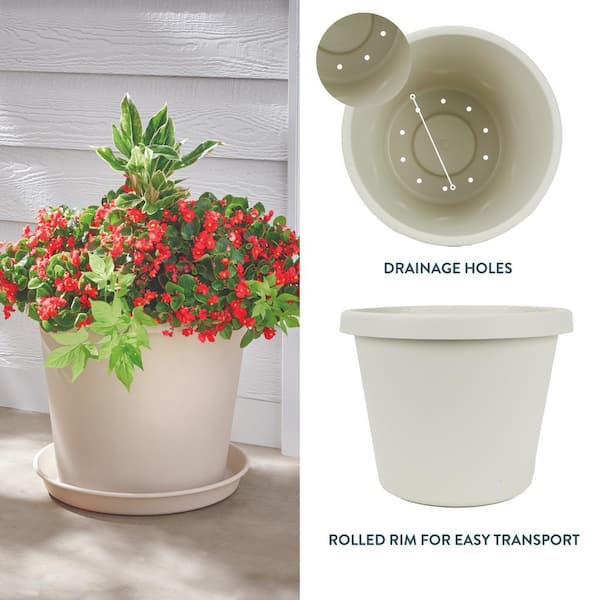 Vigoro Antonella Small Cottage Stone Plastic Planter with Drainage Hole (8  in. L x 8 in. W x 6.4 in. H) PCP08005A02 - The Home Depot