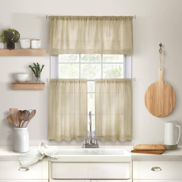 Farmhouse Living Buffalo Check Kitchen Tier Window Curtain Set of 2 - 30 x  36 - Gray/White - Elrene Home Fashions