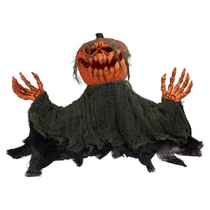 30 in. Black and Orange Incandescent Light Animated Pumpkin Halloween Prop