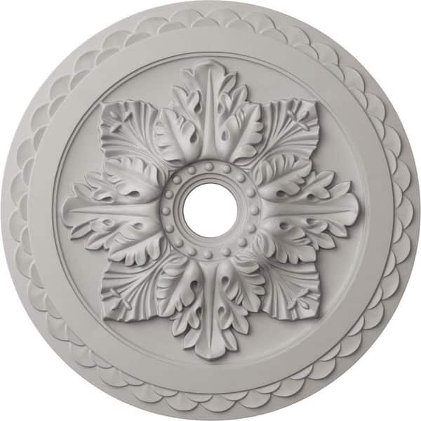 Ekena Millwork 2 in. x 23-5/8 in. x 23-5/8 in. Polyurethane Bordeaux Deluxe Ceiling Medallion, Ultra Pure White