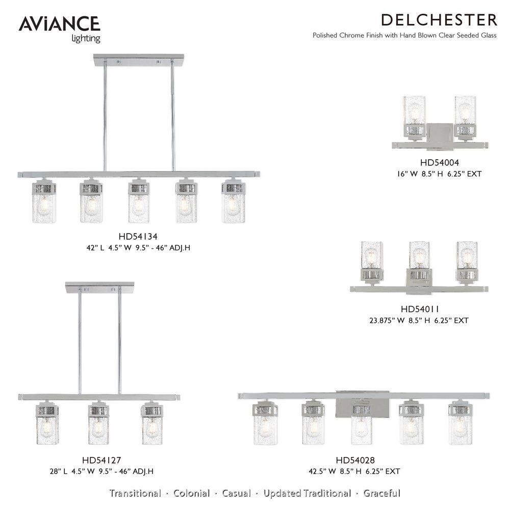 Polished Chrome 5-Light Linear Chandelier with Clear Seeded Glass
