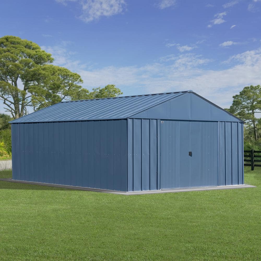 17 ft Blue Grey Galvanized Steel Storage Shed Kit