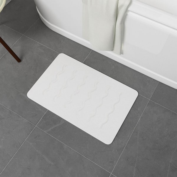 15.35 in. x 23.62 in. Diatomaceous Earth Bath Mat, Super Absorbent Non-Slip Diatomite Stone Bath Mat, Grayish White