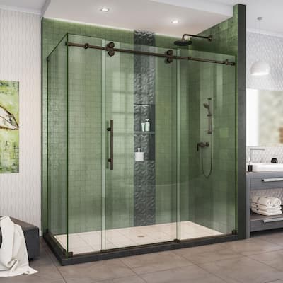 Enigma-XO 68 3/8 - 72 3/8 in. W x 76 in. H Fully Frameless Sliding Shower Enclosure in Oil Rubbed Bronze Stainless Steel