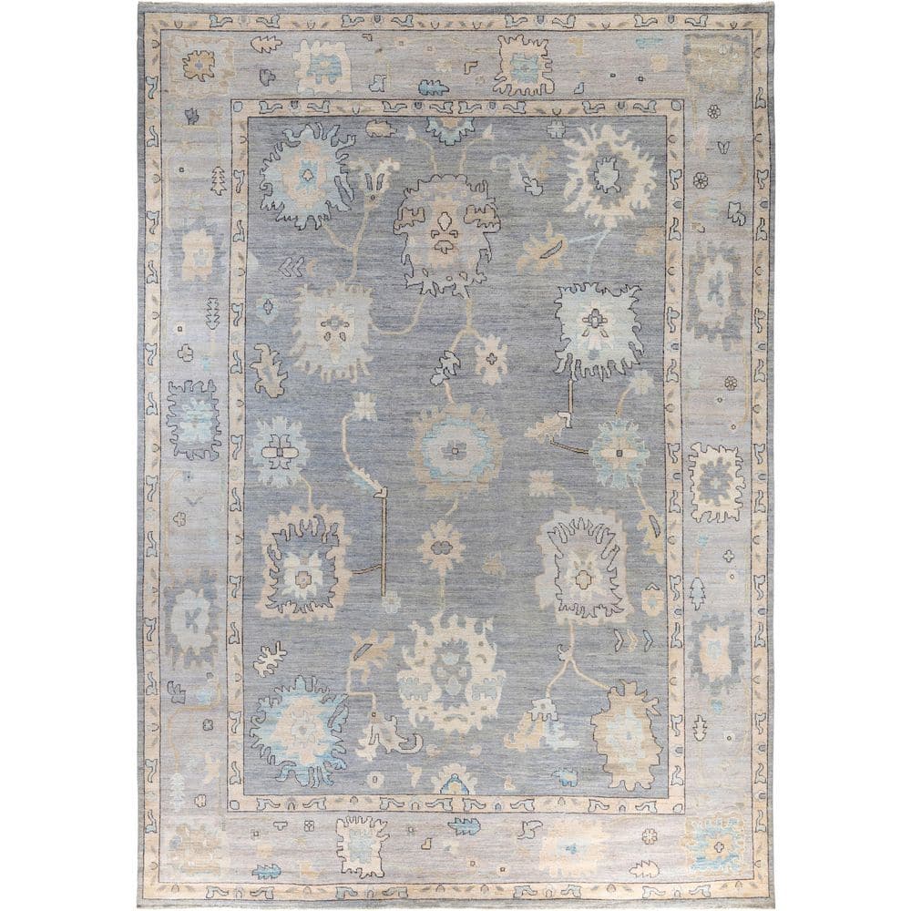 Oushak Light Gray 10 ft. x 14 ft. Floral Wool Indoor Area Rug price history on PriceWatchPro