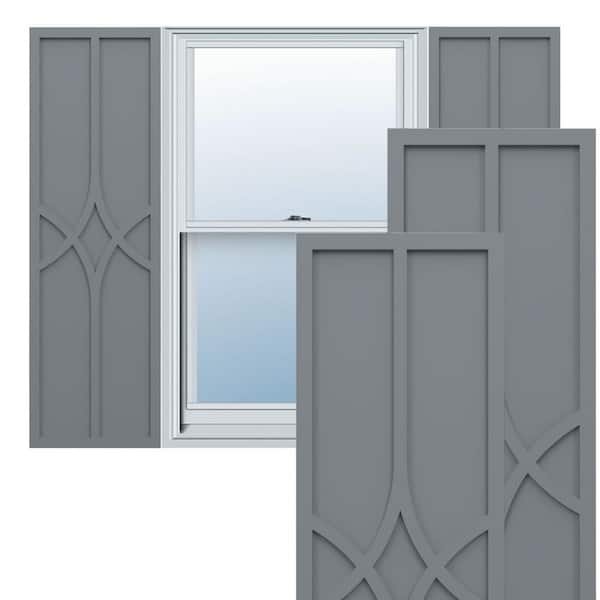 True Fit PVC 15 in. W x 43 in. H Raised Panel Vinyl Shutters Pair in Ocean Swell
