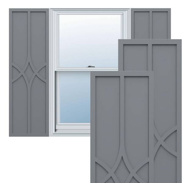 Ekena Millwork True Fit PVC 18 in. W x 70 in. H Raised Panel Vinyl Shutters Pair in Ocean Swell