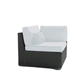 Outdoor Patio Furniture Espresso Brown Wicker Sofa Corner Chair(White-Left Corner Chair)