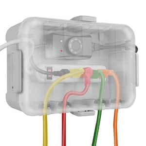 12.5in. L x 8.5in. W x 5in. H IP54 Waterproof Electrical Box w/Transparent Lid Clear Cover and 6 Cable Entry Ports, Grey