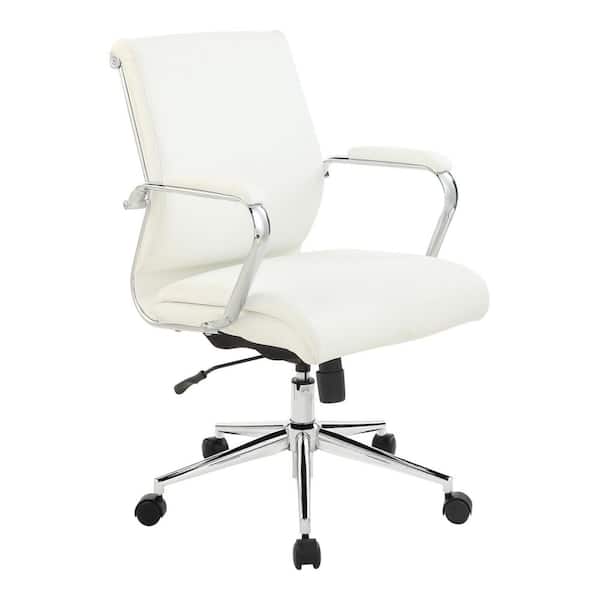 Office Star Products Pro-Line II Antimircrobial Fabric Series Mid Back Executive Manager's Chair in Dillon Snow and a Chrome Base