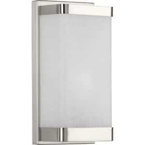 1-Light Linen Brushed Nickel Glass Wall Sconce
