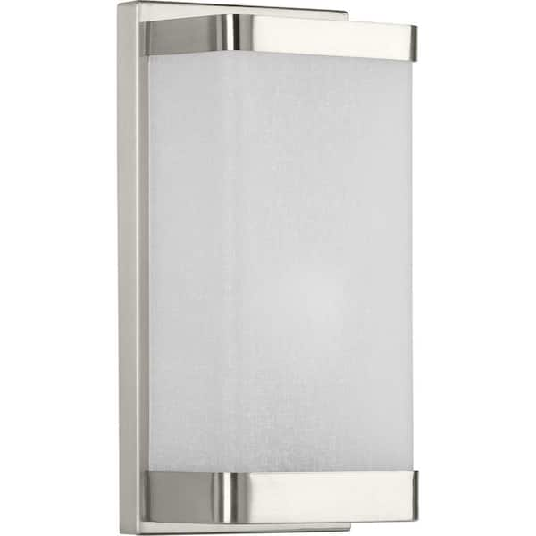 Progress Lighting 1-Light Linen Brushed Nickel Glass Wall Sconce