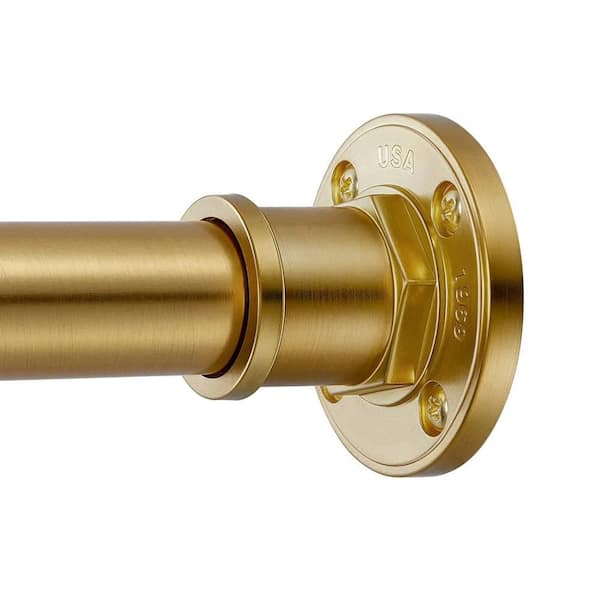 72 in. Stainless Steel Industrial Shower Curtain Rod in Gold, Never Rust Non-Slip 2-in-1 Design Tension Curtain Rod