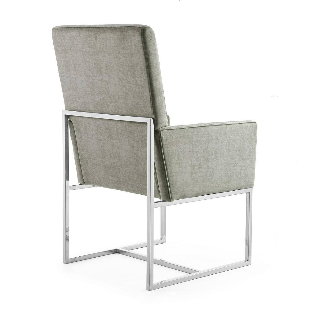 High-Back Velvet Upholstered Arm Chair with Steel Frame