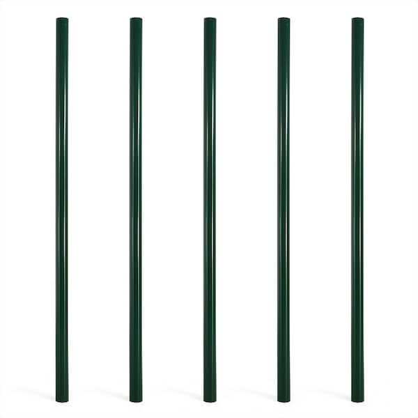 Black Galvanized 2-3/8 in. x 2-3/8 in. x 6 ft. Steel Corner Chain Link Fence Terminal Post (5 Pack)