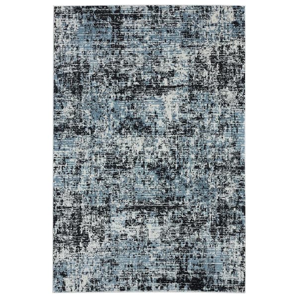 Abani Aspen Black 4 ft. x 6 ft. Abstract Polyester Area Rug