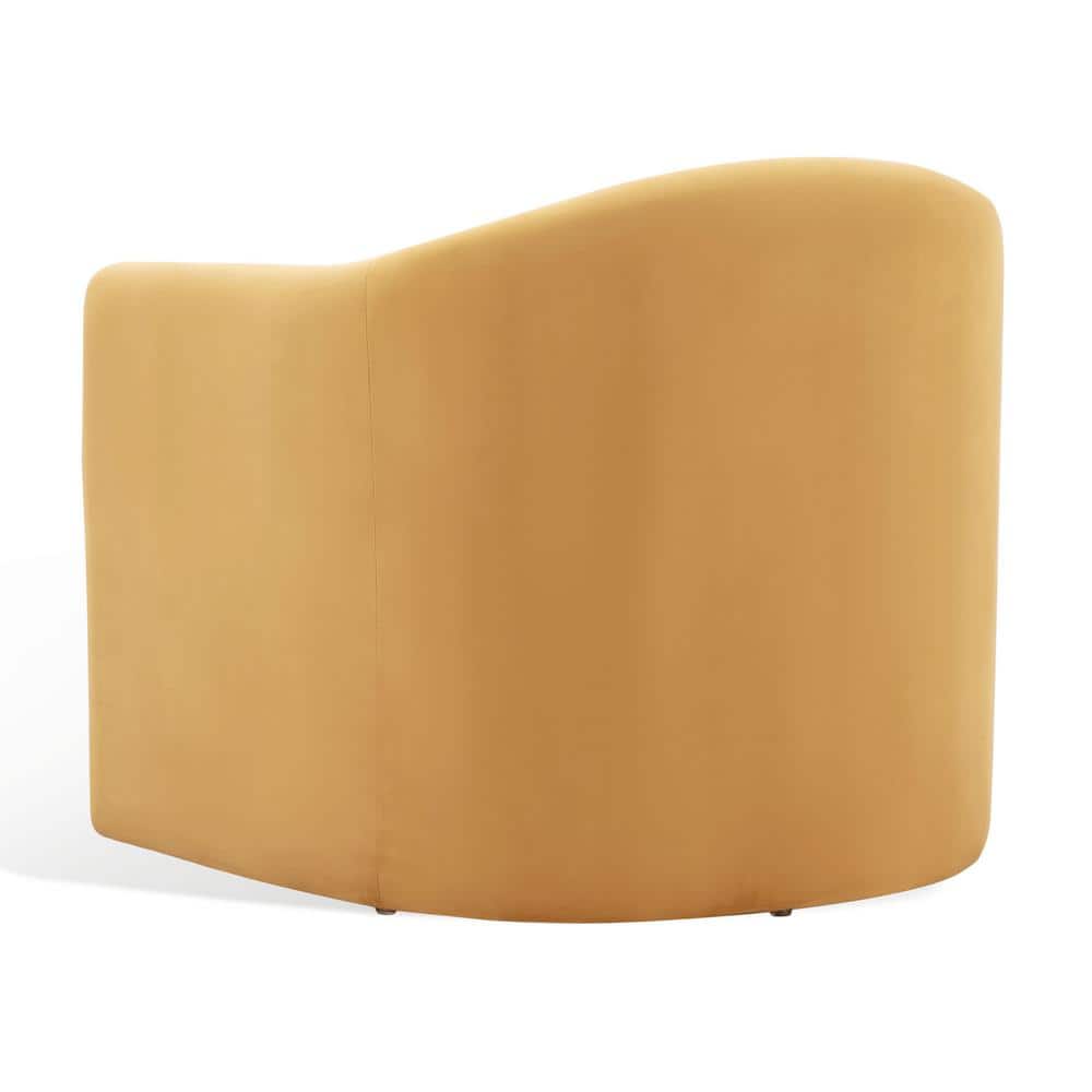 Laylette Plush Pumpkin Orange Velvet Wood Accent Chair