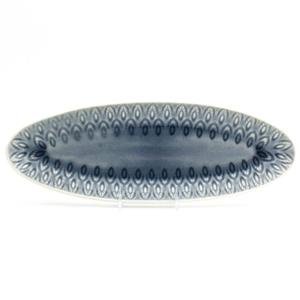 Euro Ceramica Peacock Appetizer Platter in Grey