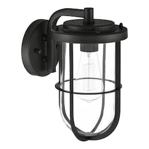 Rosedale 11.5 in. 1-Light Matte Black Outdoor Wall Sconce Cylinder Lamp