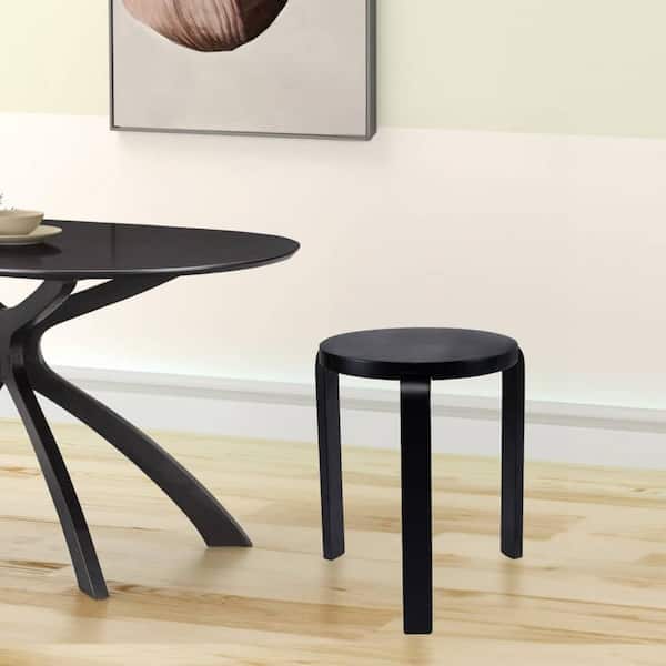 Boraam Mateo 18 in. Seat Height Round Backless Wood Stacking Stools - (Set of 2) - Black