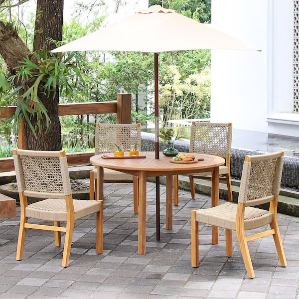 Cambridge Casual Zenith 5-Piece Teak Wood Outdoor Dining Set with Round Dining Table
