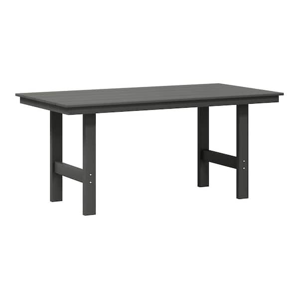 WESTIN OUTDOOR Shoreside Plastic All-Weather 66" x 34" Rectangular Outdoor Patio Dining Table, Gray