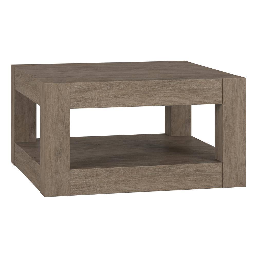 Meyer&Cross Hughes 32 in. Antiqued Gray Oak Square MDF Top Coffee Table ...