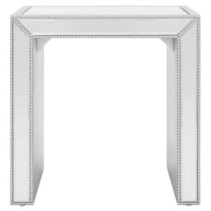 Laken 24 in. White Rectangle Glass End Table