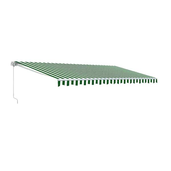 ALEKO 13 ft. Motorized Retractable Awning (120 in. Projection) in Green and White